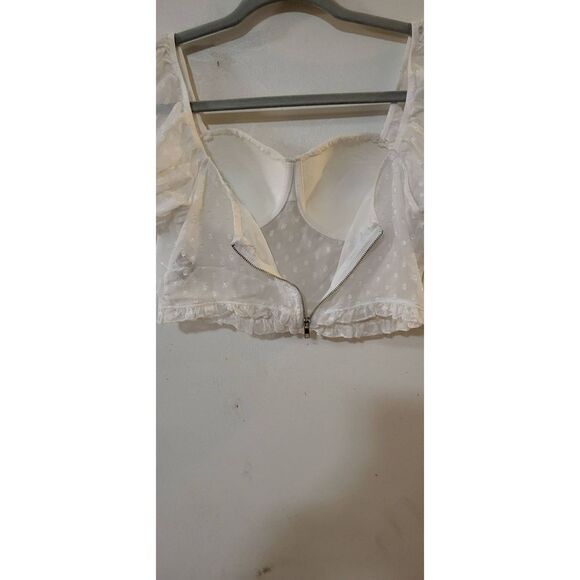 SHEIN white sheer puff sleeve crop-top - Picture 8 of 8